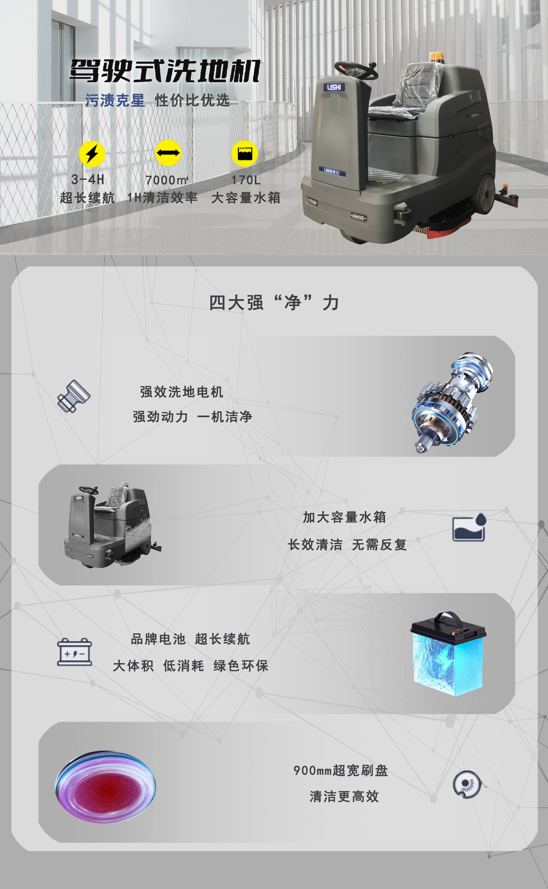 倉(cāng)庫(kù)駕駛洗地機(jī),LS-900駕駛式洗地機(jī)